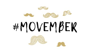 Movember erkekler sağlık erkek prostat kanseri Kasım farkındalık ay vektör bıyık