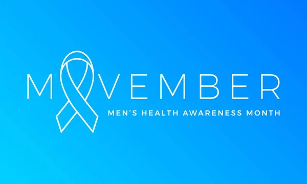 Movember men health man prostate cancer awareness November month vector blue ribbon — Stock Vector