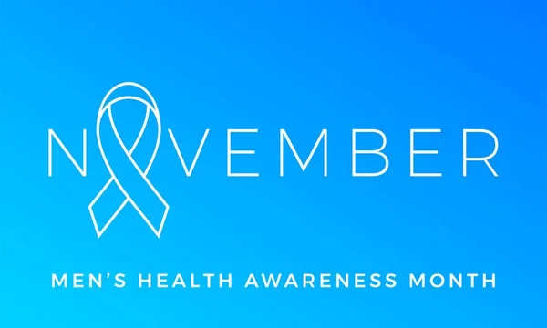 Movember 男性健康男人前列腺癌 11 月宣传月矢量蓝丝带 — 图库矢量图片