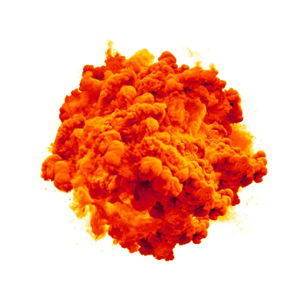 페인트 가루 오렌지 색상 폭발 입자 먼지 구름 스플래시 추상 질감 배경 — 스톡 사진