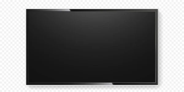 Écran TV LCD isolé fond transparent vecteur plat écran de télévision noir verre — Image vectorielle