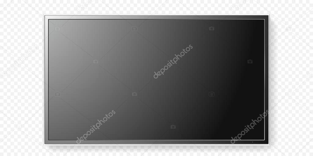 LCD TV screen isolated transparent background vector flat black television panel glass