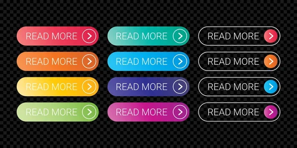 Přečtěte si více web tlačítko plochý design šablony barva přechodu vektor styl osnovy — Stockový vektor