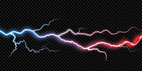 Блискавка грім болт електрики спалах іскри грім болт шторм світло вектор прозорий фон — стоковий вектор