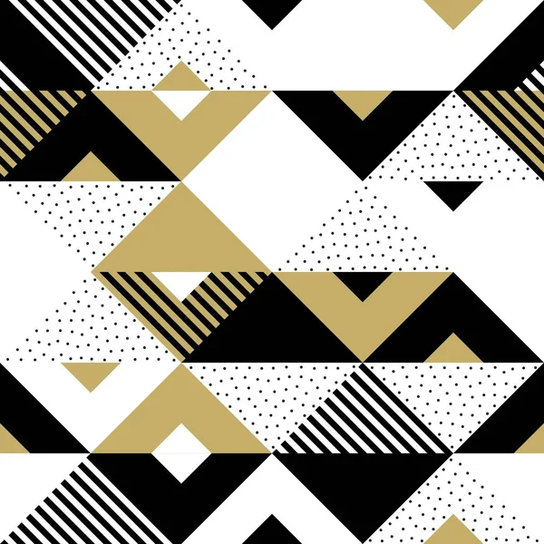 Abstracte patroon Gouden geometrische versiering gouden driehoek vierkante vector achtergrond — Stockvector