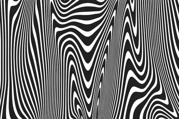 Modèle abstrait ondulé lignes courbes ondulées ondulation noir blanc lignes fond vectoriel — Image vectorielle