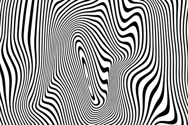 抽象的なパターン波状曲線ライン リップル黒白い線のベクトルの背景 — ストックベクタ