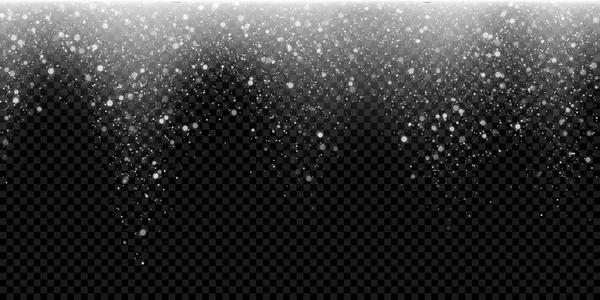 Nieve cayendo brillante snwoflake luz invierno brillo partículas Navidad brillante vector fondo — Vector de stock