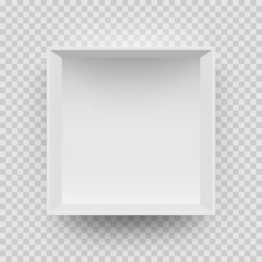 Saydam arka plan boş beyaz kutu modeli 3d Üstten Görünüm modeli sahte izole
