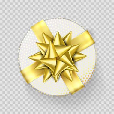 Noel hediye kutusu mevcut beyaz altın şerit izole yay vektör şeffaf arka plan