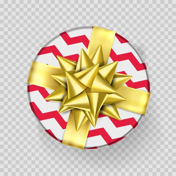 Noel hediye kutusu mevcut altın şerit yay sarmalayıcı tasarlamak vektör izole kırmızı — Stok Vektör