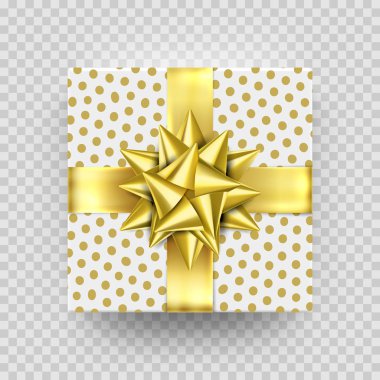 İzole Noel hediye kutusu mevcut altın şerit yay sarmalayıcı tasarlamak vektör