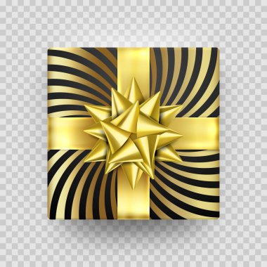 İzole Noel hediye kutusu mevcut altın şerit yay folyo sarmalayıcı tasarlamak vektör