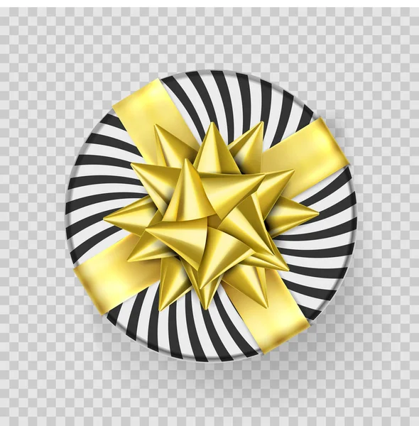 Caja de regalo de Navidad regalo cinta dorada arco envoltura patrón vector fondo transparente — Vector de stock