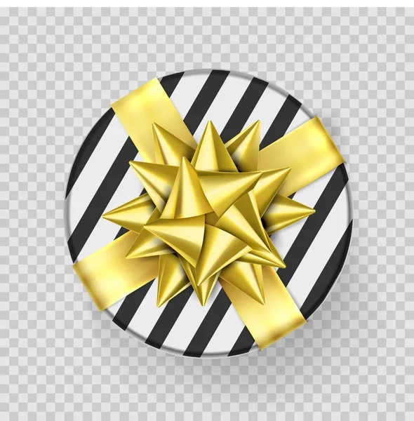 Caja de regalo de Navidad regalo cinta dorada arco envoltura patrón vector fondo transparente — Vector de stock