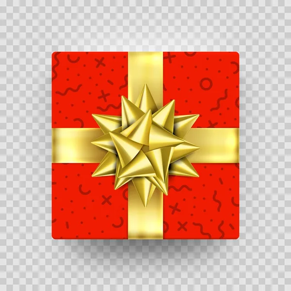 Boîte cadeau de Noël cadeau ruban d'or rouge motif d'emballage vecteur isolé — Image vectorielle