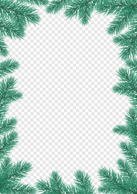 Noel yılbaşı tebrik kartı arka plan şablonu köknar ağacı dalı çerçeve