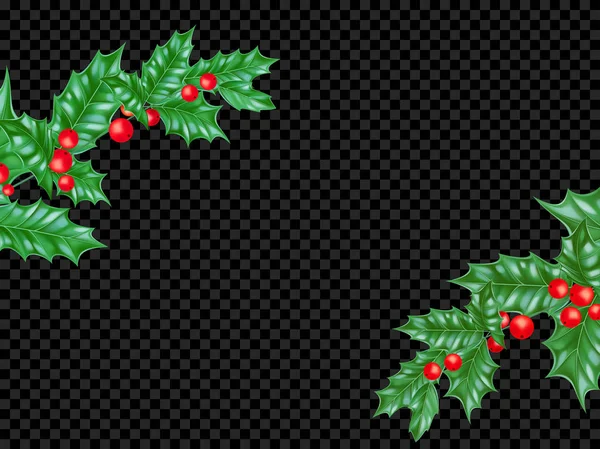 Різдвяний Новий рік вітальна листівка фоновий шаблон гілка дерева Холлі вінок рамка — стоковий вектор