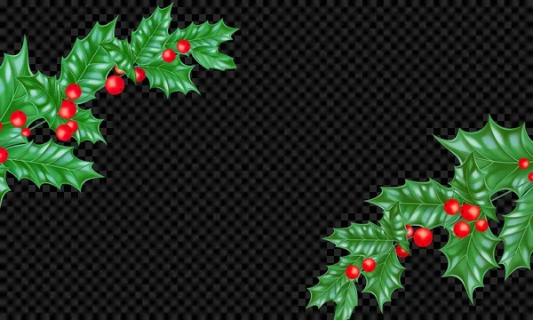 Різдвяний Новий рік вітальна листівка фоновий шаблон гілка дерева Холлі вінок рамка — стоковий вектор