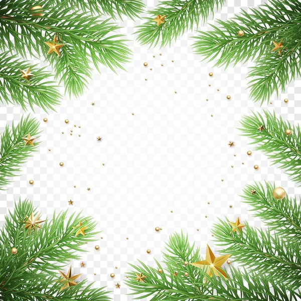 Χριστούγεννα νέο έτος ευχετήρια κάρτα φόντο πρότυπο fir δέντρο υποκατάστημα καρέ — Διανυσματικό Αρχείο