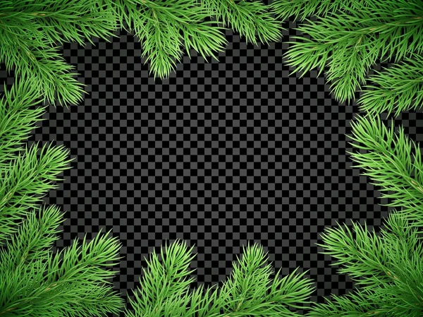 Kerstmis-Nieuwjaar wenskaart achtergrond sjabloon fir tree branch frame — Stockvector