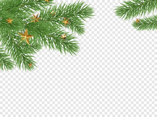 Weihnachten Neujahr Grußkarte Hintergrund Vorlage Baum Zweig Stechpalme Kranz Sterne Rahmen — Stockvektor