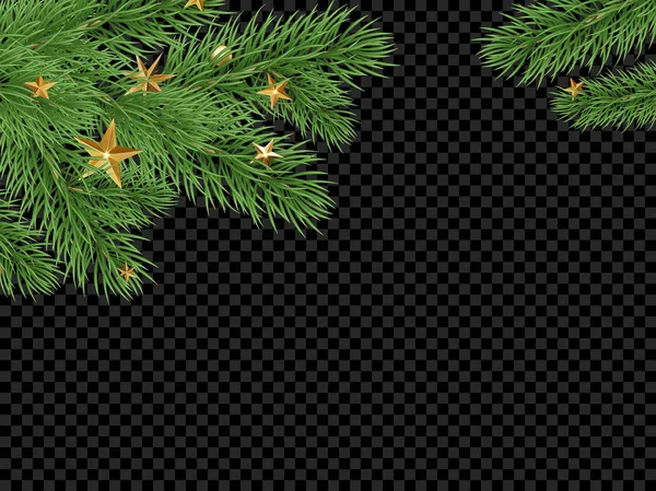 Noël Nouvel An carte de voeux fond modèle sapin branche cadre — Image vectorielle