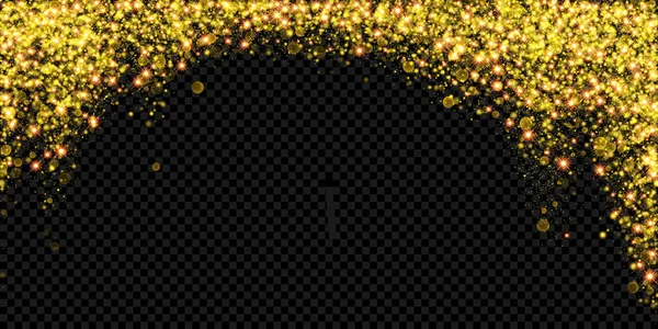 Julhelgen gyllene glitter snow bakgrund vektor nyår guld ljus gnistrar effektmall — Stock vektor