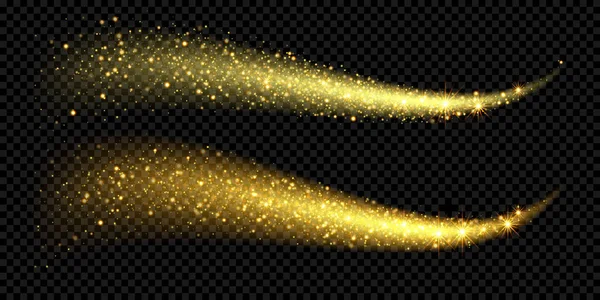 Weihnachten Urlaub golden glitter Spur Welle Hintergrund Vektor Gold Licht funkelt Effekt-Vorlage — Stockvektor