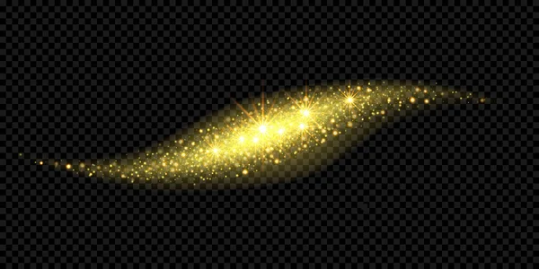 Noel tatil altın glitter iz dalga arka plan vektör Altın ışık parıldıyor etkisi şablonu — Stok Vektör