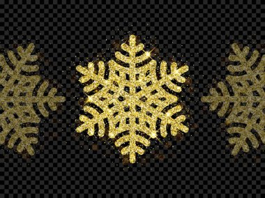 Noel altın kar tanesi glitter desen siyah arka plan vektör altın Parlatıcı ışıltı kar dekorasyon