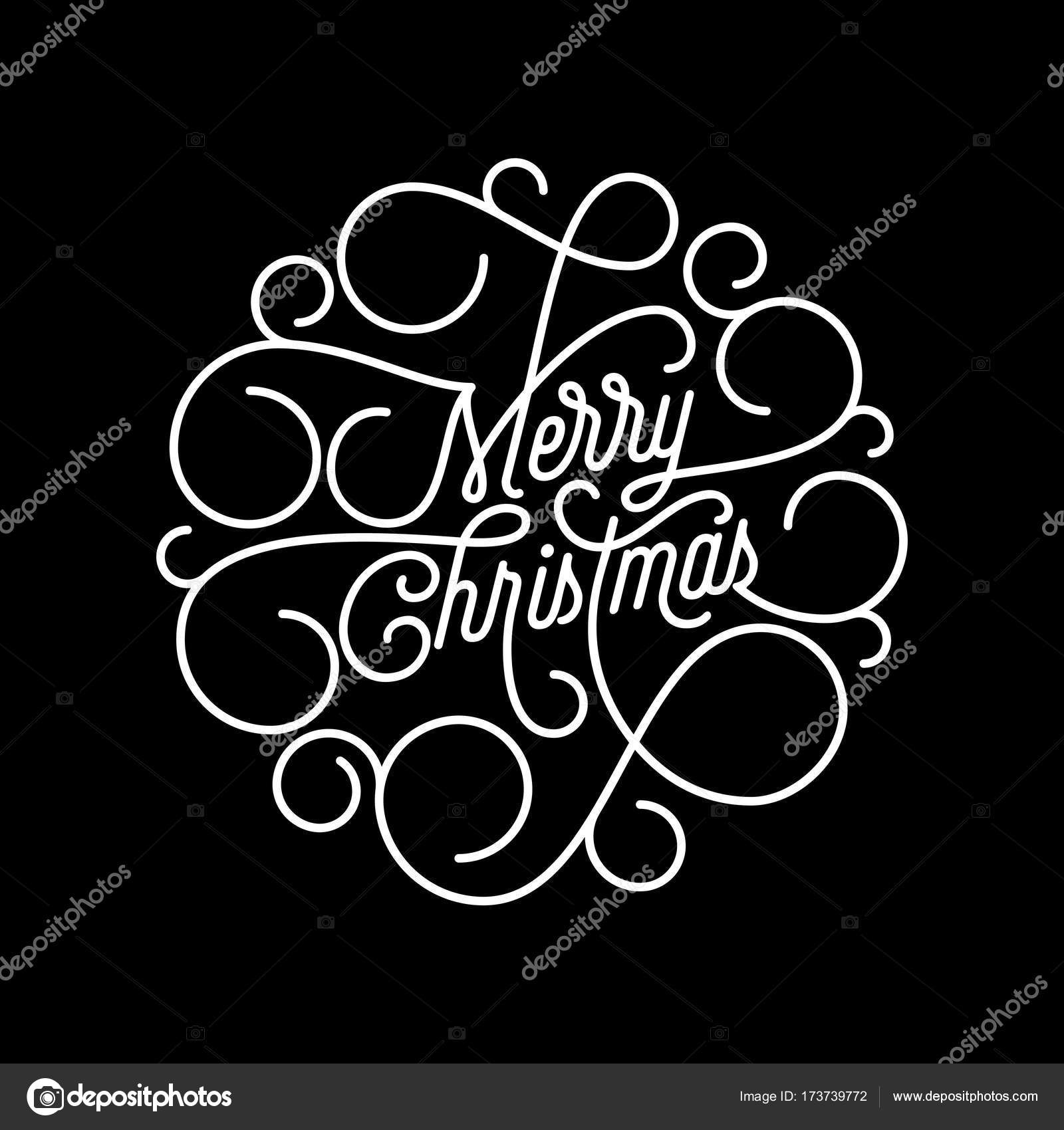 グリーティング カード デザインの斜行タイポグラフィのメリー クリスマス繁栄書道文字ホリデイ 黒背景の渦巻きパターン概要のベクトルお祭り観賞引用 クリスマス テキスト ストックベクター C Ronedale 173739772