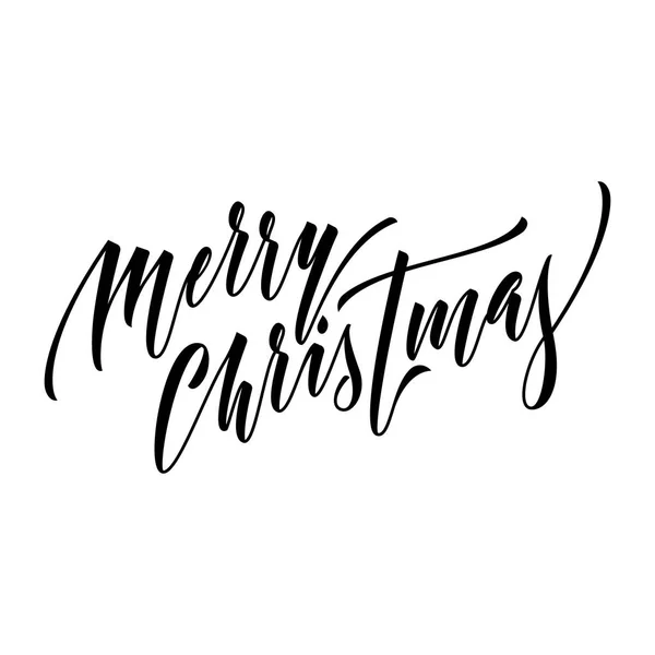 Feliz Navidad caligrafía dibujada a mano letras modernas tipografía de texto de moda para el diseño de tarjetas de felicitación. Cita caligráfica festiva vectorial para vacaciones de Navidad sobre fondo blanco — Vector de stock