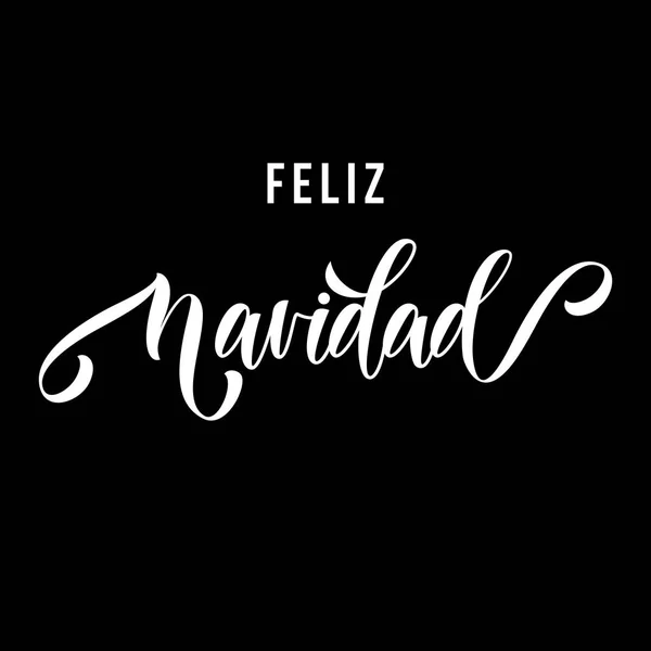 Feliz Navidad Español Feliz Navidad caligrafía dibujada a mano texto moderno de letras para la tarjeta de felicitación de Navidad. Vector festivo florecer ornamental vacaciones de invierno cotización sobre fondo blanco — Vector de stock