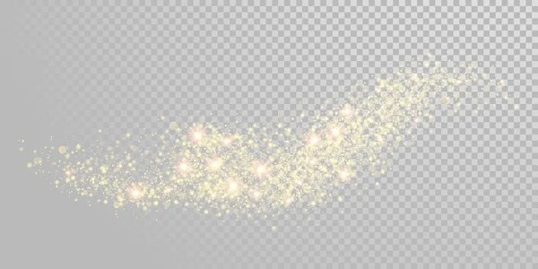 Kerstvakantie gouden glitter witte achtergrond sjabloon van sprankelende gouddeeltjes en glanzende lichteffect. Vector glinsterende shimmer wave voor Nieuwjaar of Christmas wenskaart modern ontwerp — Stockvector