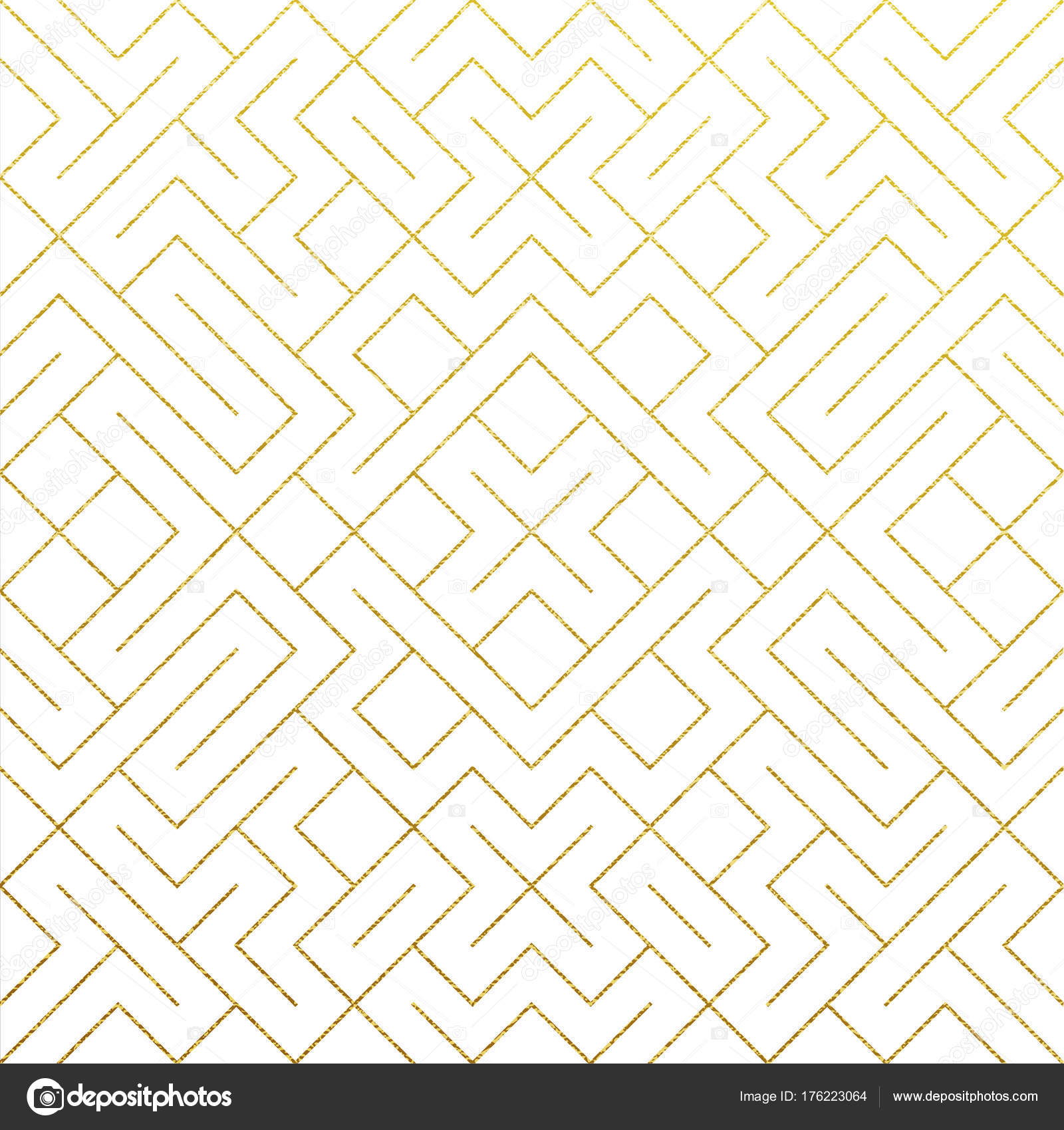 Golden vector seamless pattern with small diamonds, star shapes, tiny  rhombuses. Abstract gold and white geometric texture. Simple minimal wide  repeat background. Luxury design for print, wallpapers Stock Vector