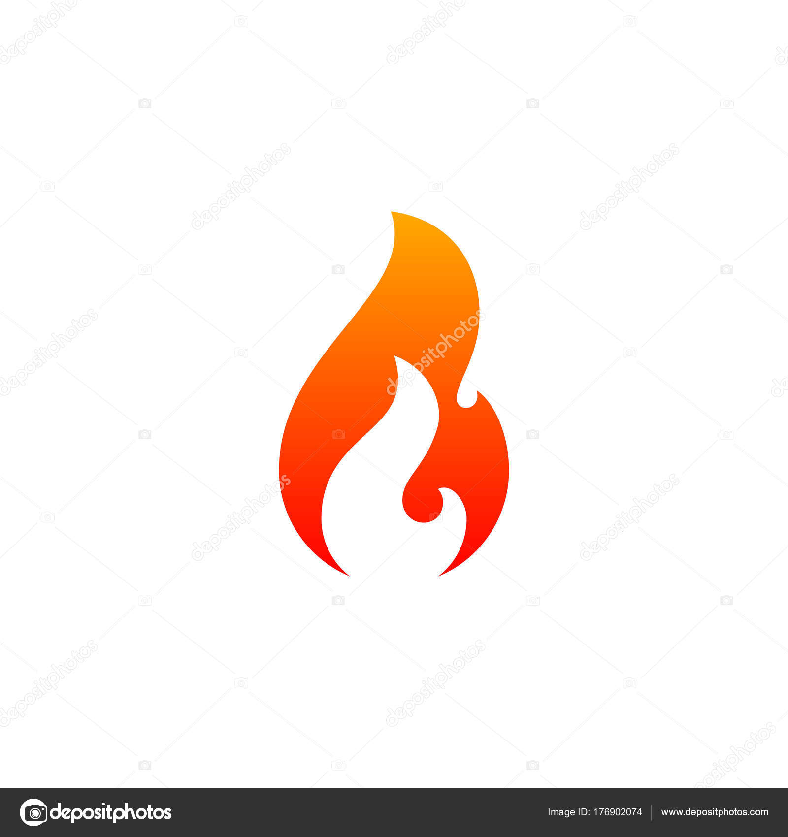 Fire Flame Icon Vector Template Hot Red Orange Fire Flame For