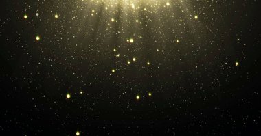 Soyut altın glitter parçacıklar arka plan aşağı düşen yıldız ve ışık parlayan ile flare veya yukarıda yardımcı grafik efekti lüks sigorta primi ürün tasarım şablonu zemin için parlama. Sihirli ışık parlaklık