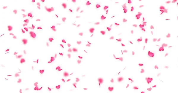 Harten dalende achtergrond van Valentijn hart confetti voor Valentijnsdag of bruiloft wenskaart ontwerpsjabloon. Roze en rood Valentine harten of bloemblaadjes voor liefde en romantiek vakantie — Stockfoto