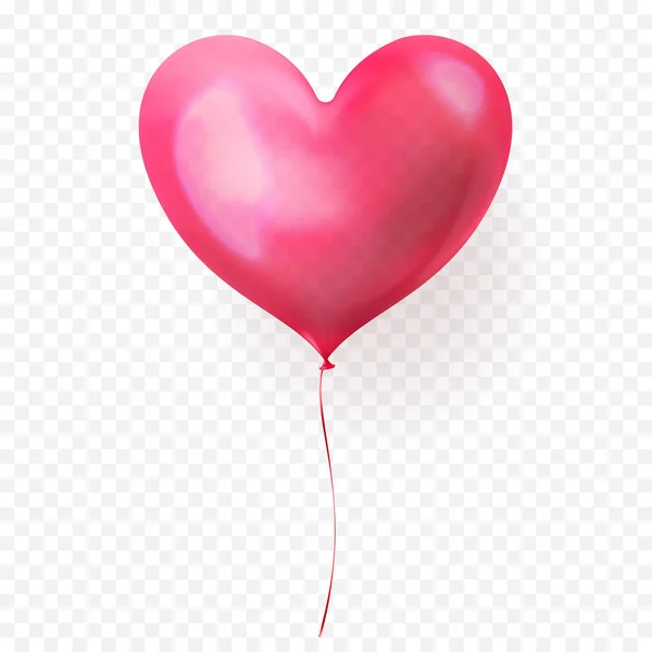 Herz Ballon isoliert Hochglanz-Symbol für Valentinstag, Hochzeit oder Geburtstag Grußkarte Design-Vorlage. Vektor 3d Herz Helium Ballon Dekoration auf transparentem Hintergrund — Stockvektor