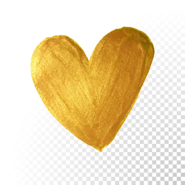 Zlatý štětec. Vektor Valentine srdce na bílém podkladu. Zlaté akvarel tvar srdce pro lásku koncepce designu. Šablona srdce Valentýna karty — Stockový vektor
