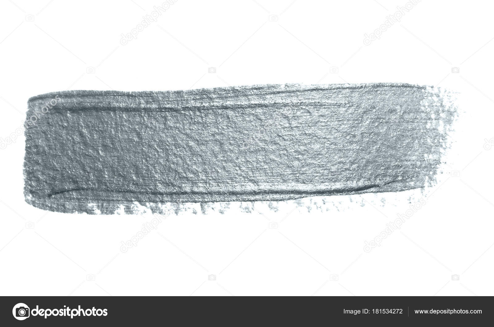 Silver glitter paint brush stroke or abstract dab smear with smudge