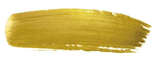 Χρυσό χρώμα πινελιάς. Ακρυλικό χρυσό χρώμα Παπανικολάου λεκές σε λευκό φόντο. Glitter χρυσό έμβλημα με γυαλιστερή υφή για banner, πρόσκληση, γάμο ή bithday πρότυπο κάρτας — Φωτογραφία Αρχείου
