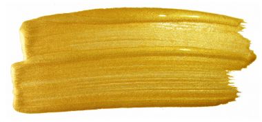 Altın fırça boya darbesi. Akrilik altın rengi beyaz arka plan üzerinde leke yayma. Altın afiş afiş, davetiye, düğün ya da yıllar kartı şablonu için parlak doku ile