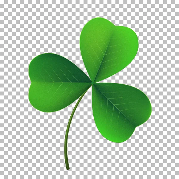 三つ葉のシャムロック クローバー アイコンをベクトルします。アイルランドのビール祭聖パトリックの日のラッキー フラワー葉のシンボルです。透明な背景に分離された 3 d 現実的なベクトルの緑の草クローバー — ストックベクタ