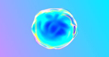 Soyut baloncuk, renk eğimli sıvı küre. Su damlası bozulması veya renkli akış kenarlı hava sabunu kabarcığı etkisi