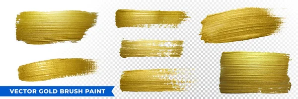 Gouden Penseel Verf Slagen Vector Gouden Glitter Textuur Uitstrijkjes Abstract — Stockvector