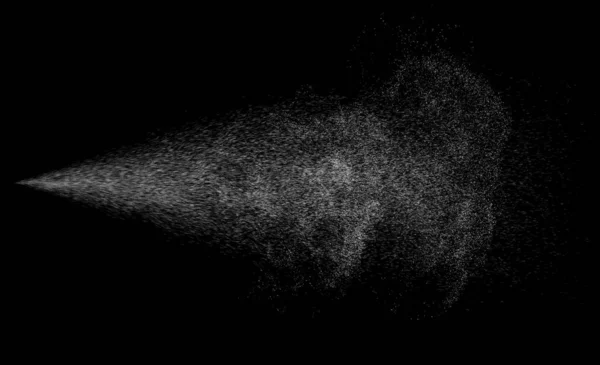 Tozu Hava Tabancası Püskürtücüsünün Sisli Etkisi Siyah Arka Planda Izole — Stok fotoğraf