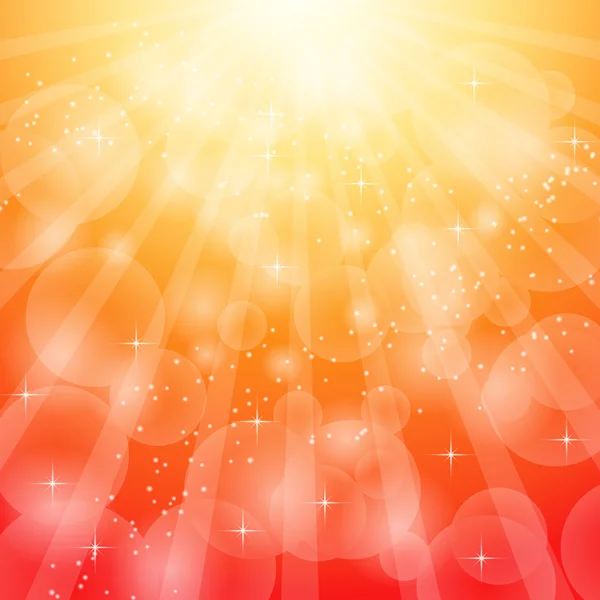 Red bright background with rays. Abstract illustration with sun beams — Stock Vector