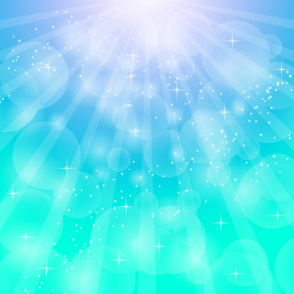 Fundo azul brilhante com raios. Ilustração abstrata com raios de sol —  Vetores de Stock